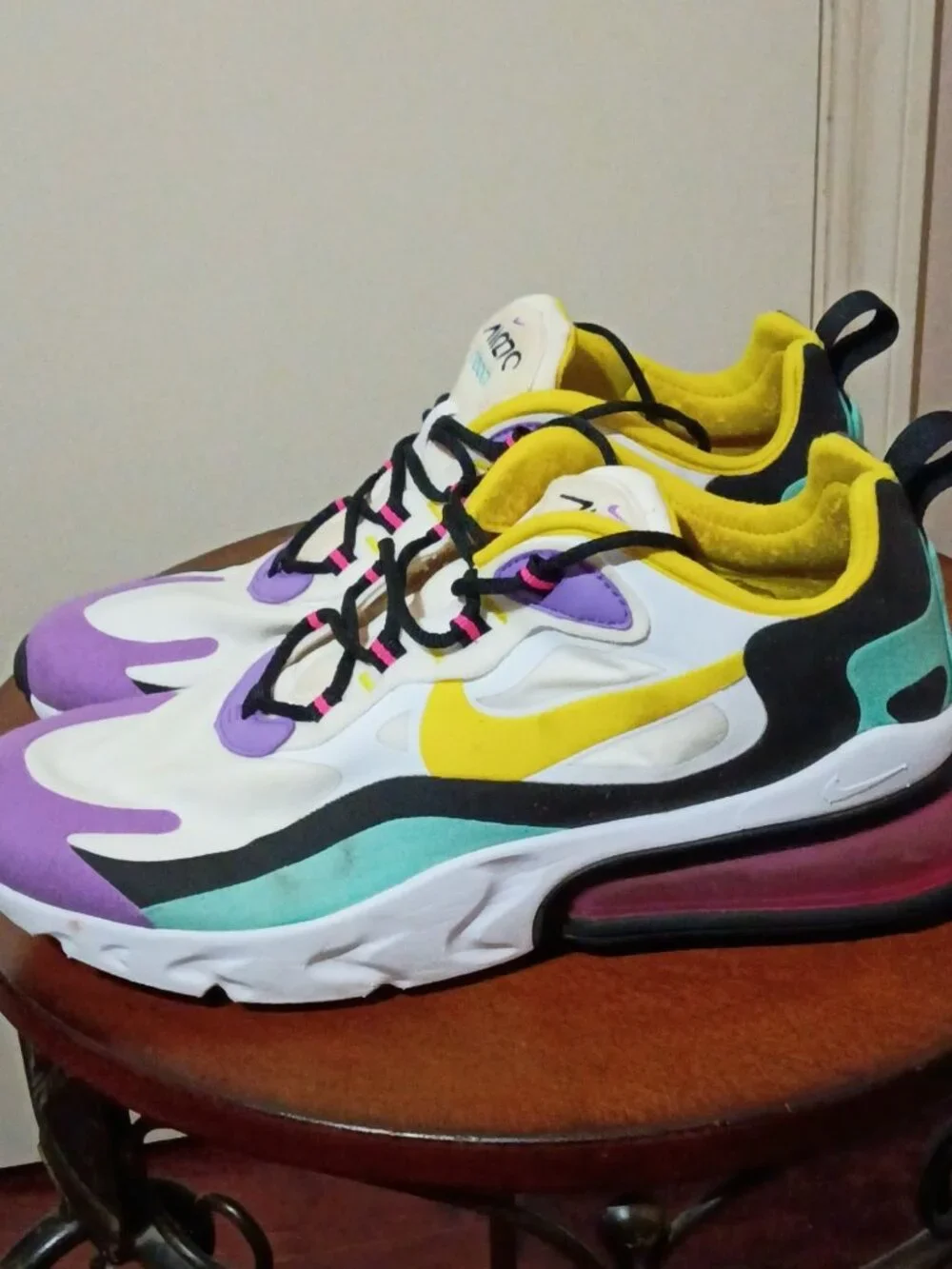 Nike Women's Air Max 270 'Bright Violet' React Dynamic Yellow AT6174-101 Size 9